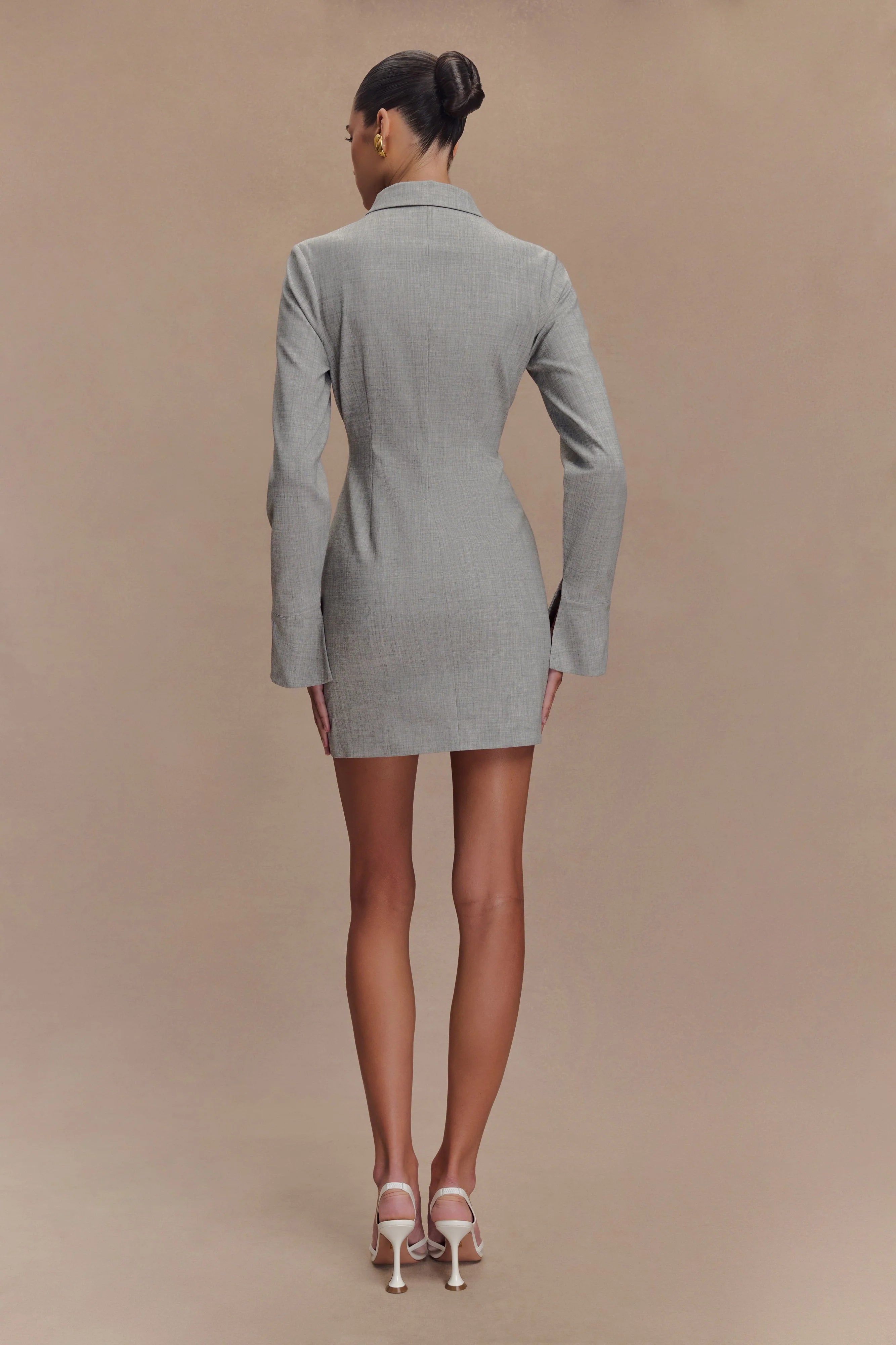 Dorian Fitted Shirt Mini Dress - Charcoal Marle