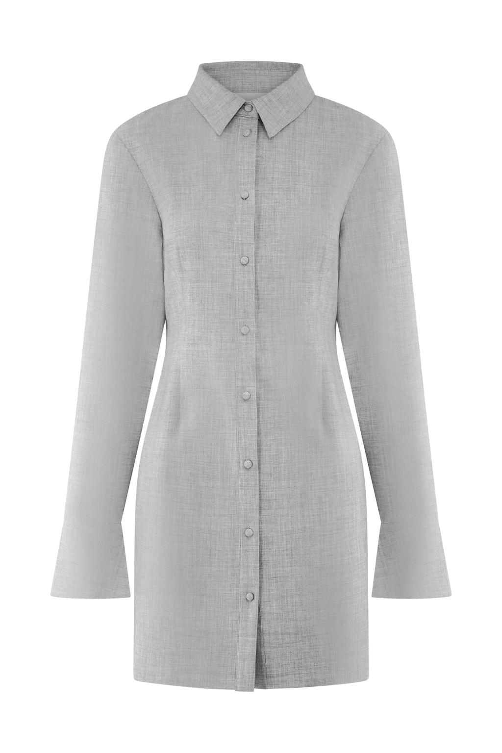 Dorian Fitted Shirt Mini Dress - Charcoal Marle