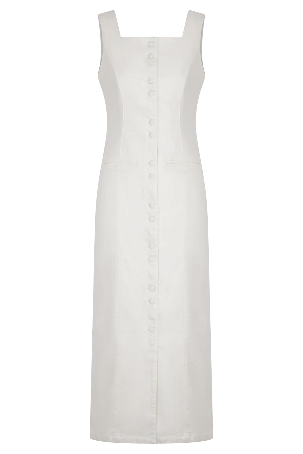 Reyna Denim Midi Dress - White