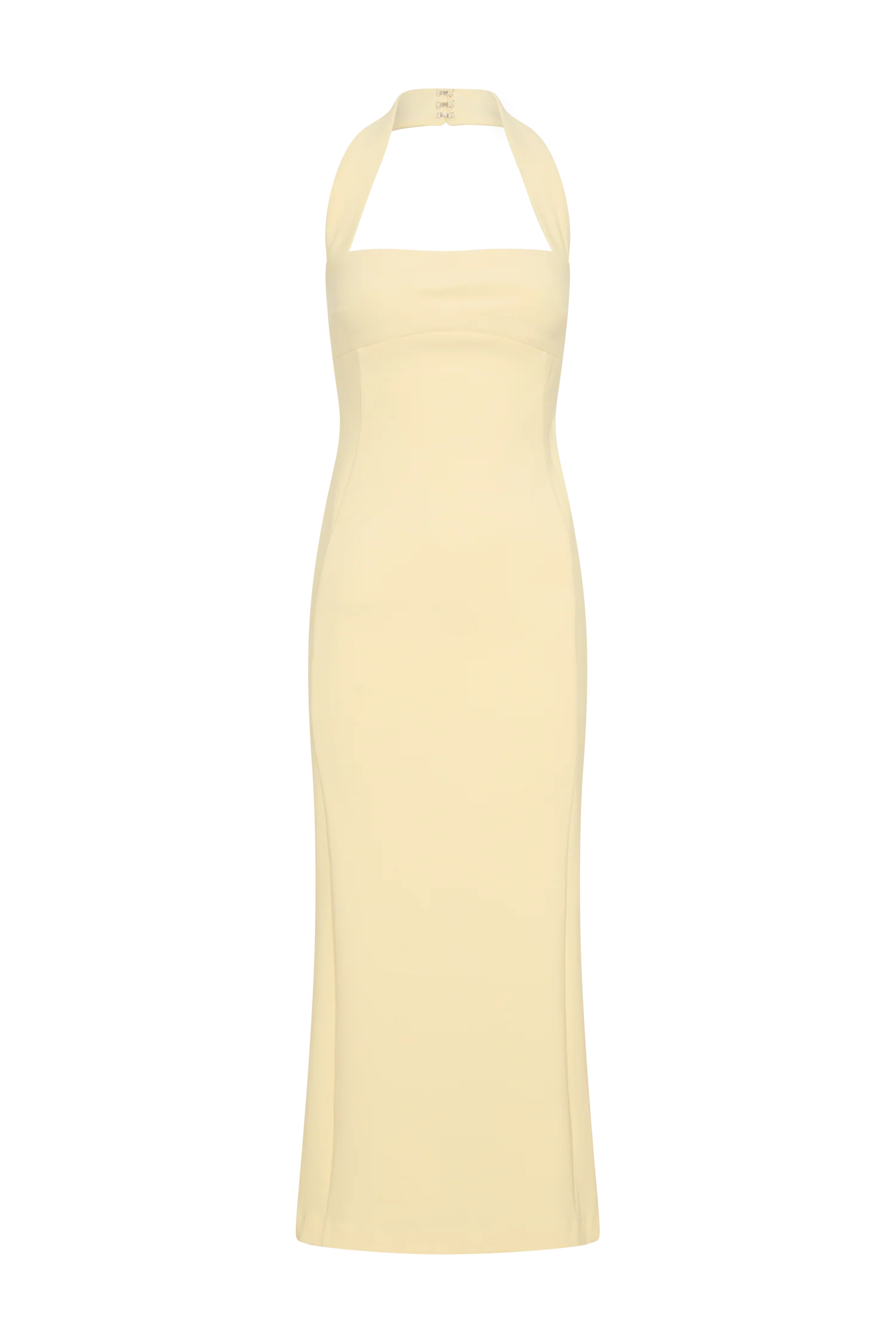 Amelita Suiting Halter Midi Dress - Pale Lemon