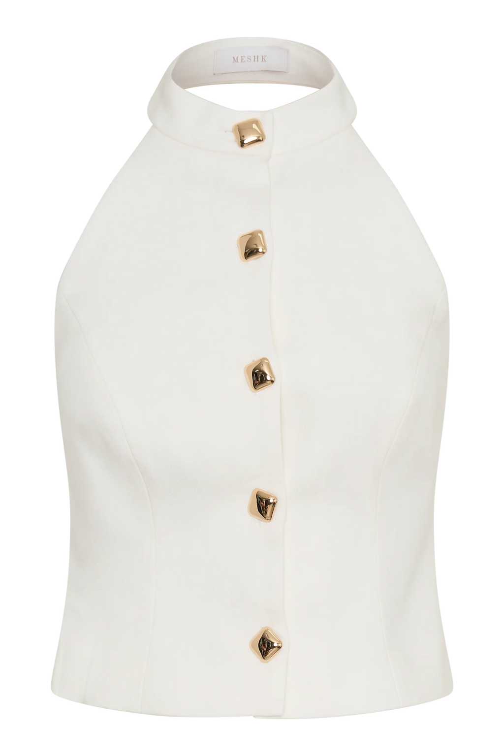 Tiara Halter Neck Suiting Top - White