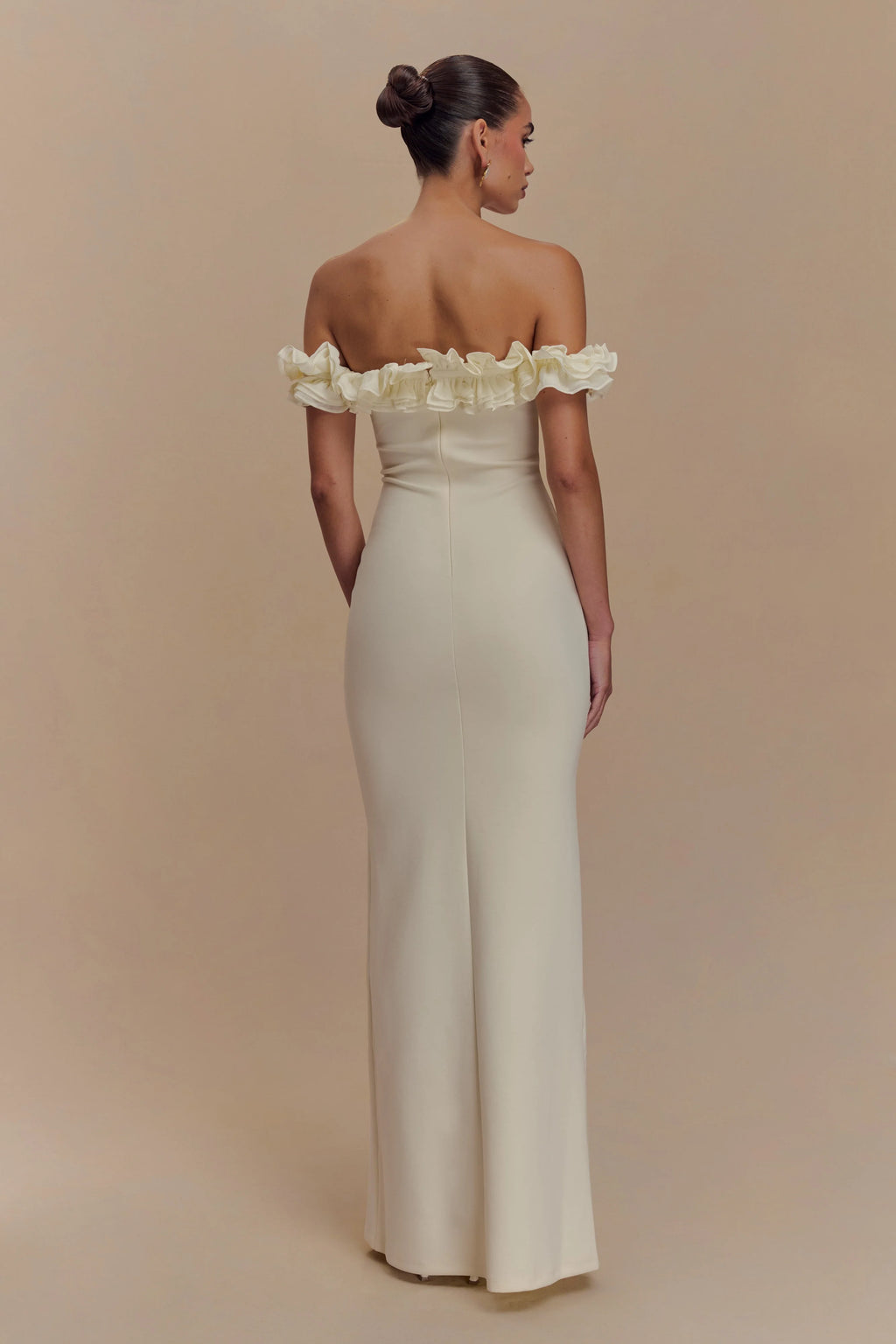 Nova Ruffle Off Shoulder Maxi Dress - Ivory