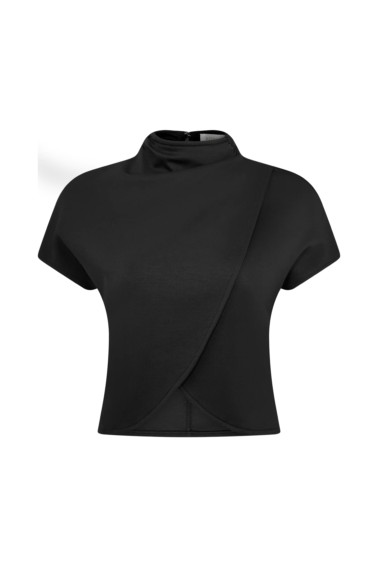 Eris High Neck Scuba Jersey Top - Black