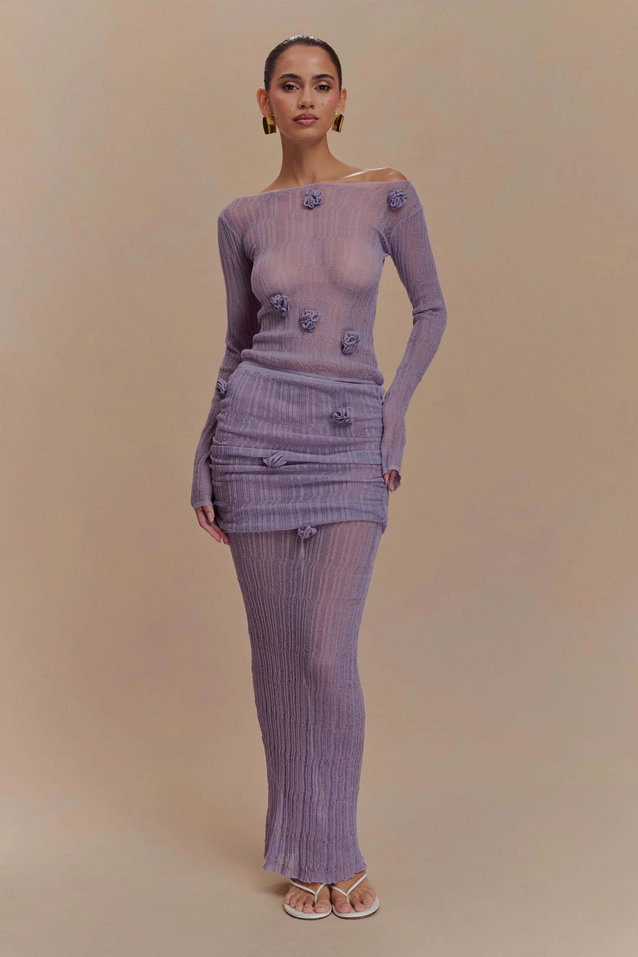 Orianna Orchid Knit Maxi Skirt - Orchid