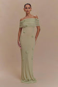 Brynn Orchid Knit Maxi Dress - Pastel Green