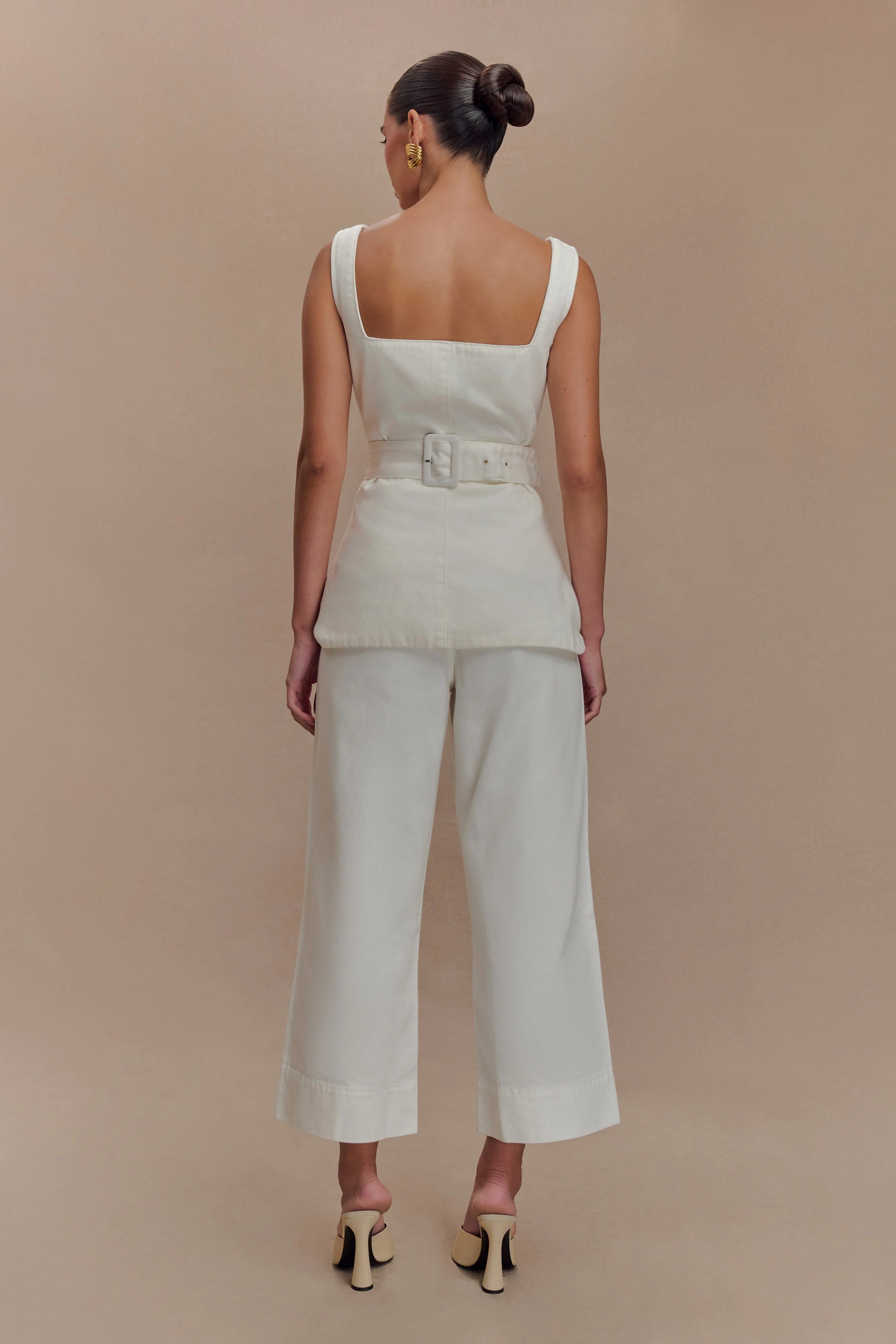 Kaitlyn Cropped Wide Leg Jeans - White