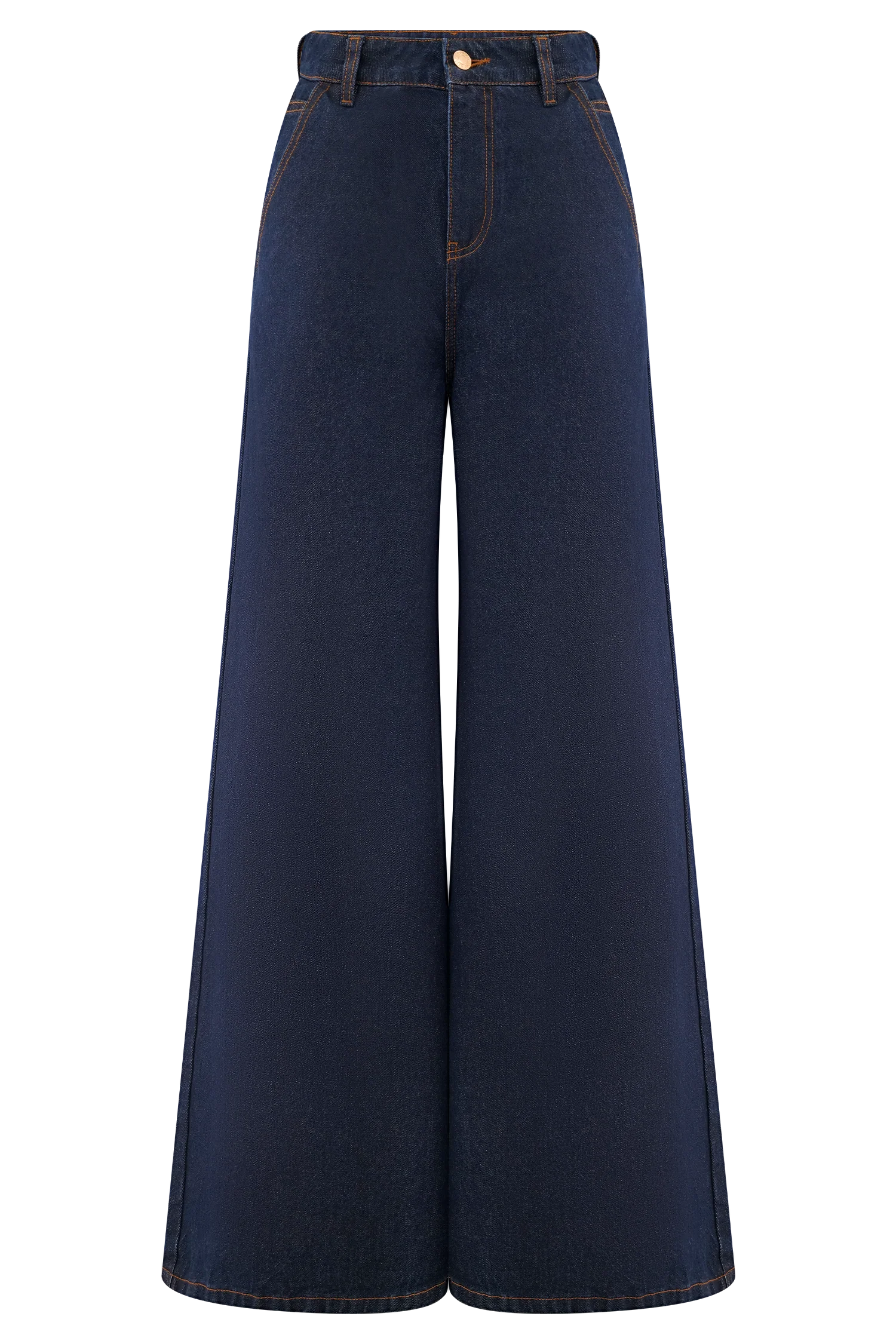 Jen Wide Leg Flare Denim Jeans - Indigo Blue