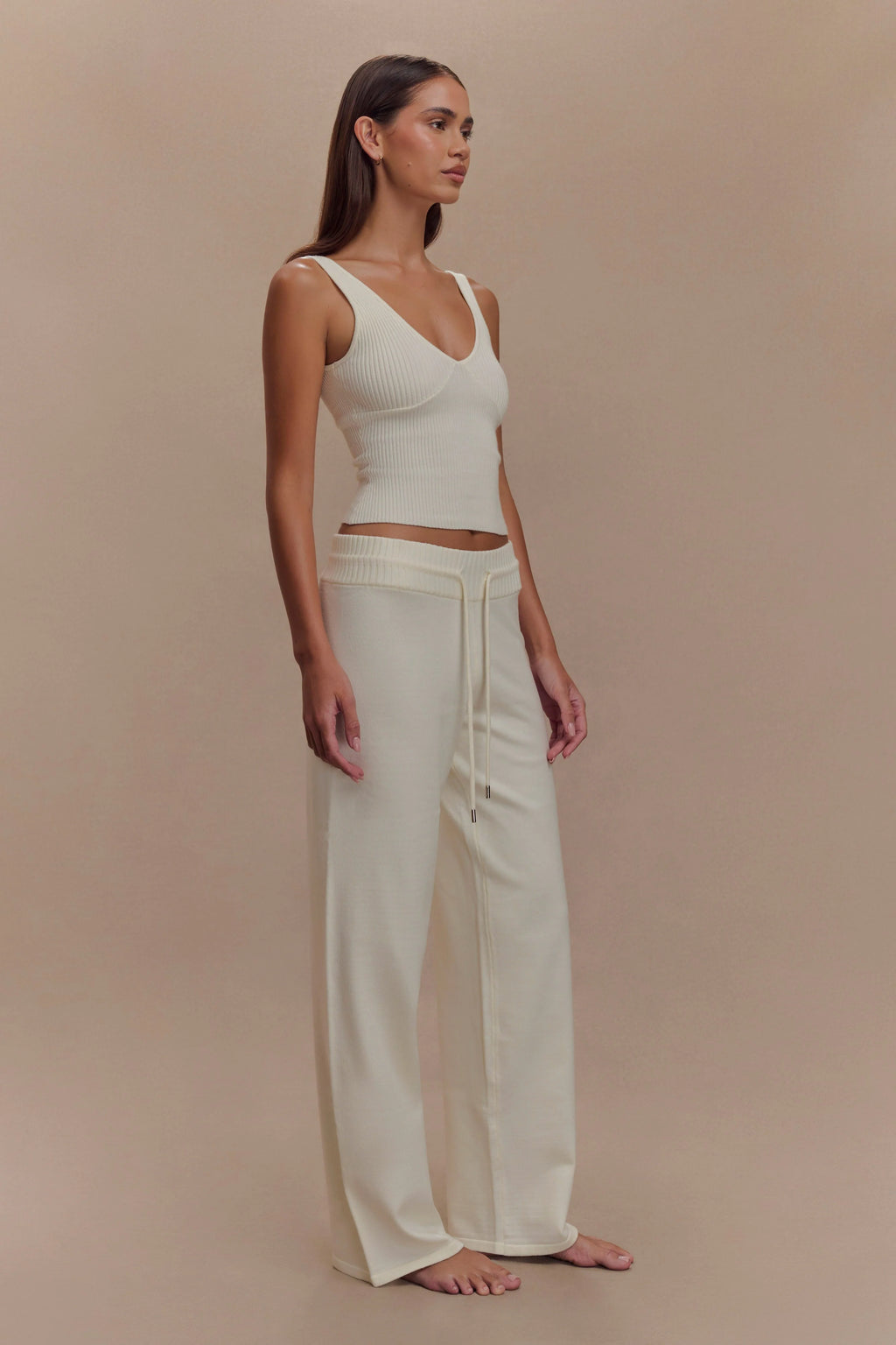 Natalya Knit Wide Leg Pants - Ivory