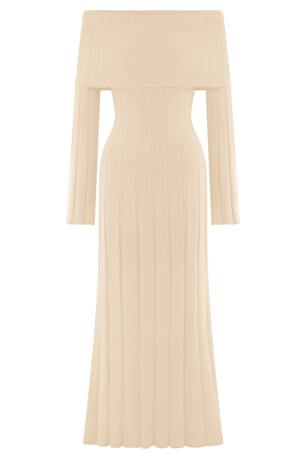 Alonza Long Sleeve Knit Midi Dress - Cream